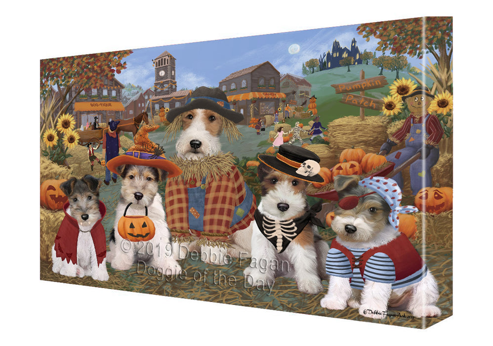 Halloween 'Round Town Wire Fox Terrier Dogs Canvas Print Wall Art Décor CVS144116