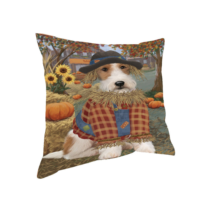 Fall Pumpkin Scarecrow Wheaten Terrier Dogs Pillow PIL85460 (18x18)