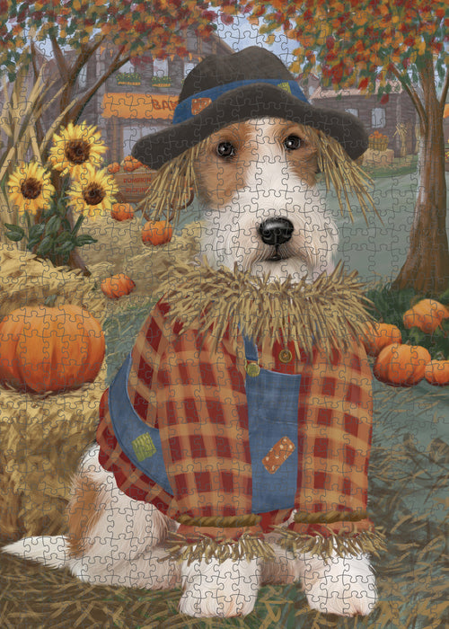 Fall Pumpkin Scarecrow Wire Fox Terrier Dogs Puzzle  PUZL99080