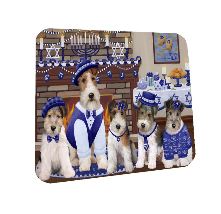 Happy Hanukkah Family Wire Fox Terrier Dogs Coasters Set of 4 CSTA57891