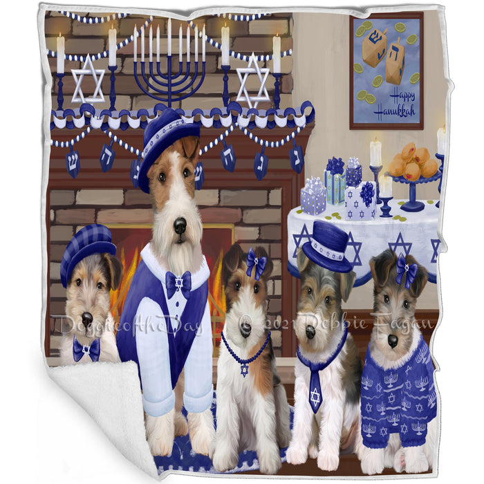 Happy Hanukkah Wire Fox Terrier Dogs Blanket BLNKT144075