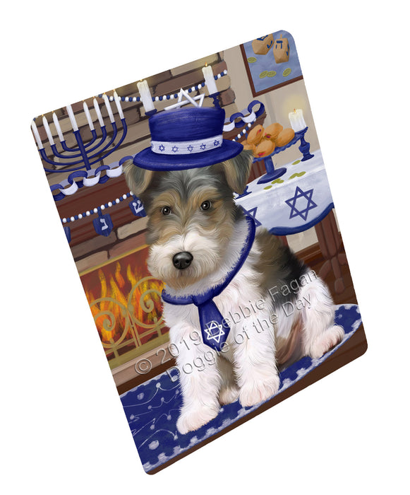Happy Hanukkah Wire Fox Terrier Dog Cutting Board - For Kitchen - Scratch & Stain Resistant - Designed To Stay In Place - Easy To Clean By Hand - Perfect for Chopping Meats, Vegetables