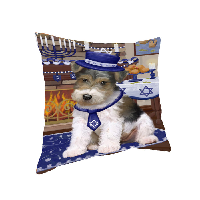 Happy Hanukkah Wire Fox Terrier Dog Pillow PIL85584