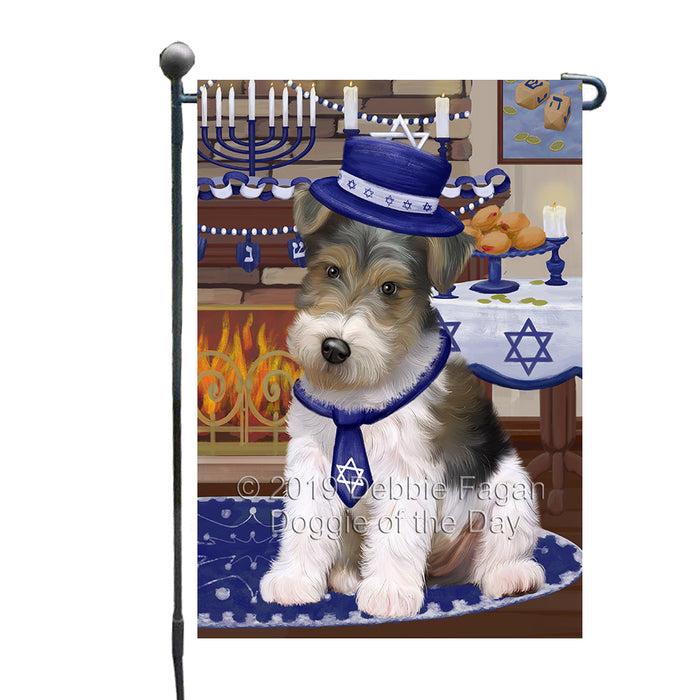 Happy Hanukkah Wire Fox Terrier Dog Garden Flag GFLG65852