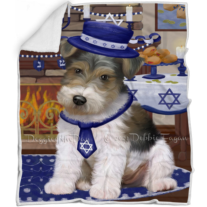 Happy Hanukkah Wire Fox Terrier Dog Blanket BLNKT144074