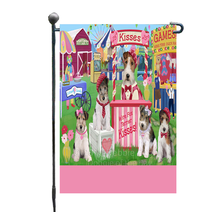 Personalized Carnival Kissing Booth Wire Fox Terrier Dogs Custom Garden Flag GFLG64330
