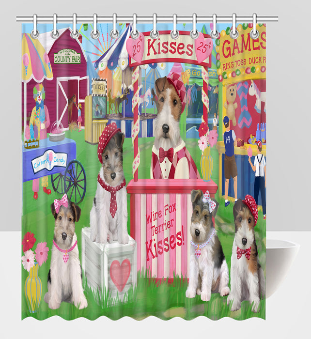 Carnival Kissing Booth Wire Fox Terrier Dogs Shower Curtain
