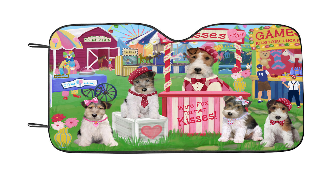 Carnival Kissing Booth Wire Fox Terrier Dogs Car Sun Shade