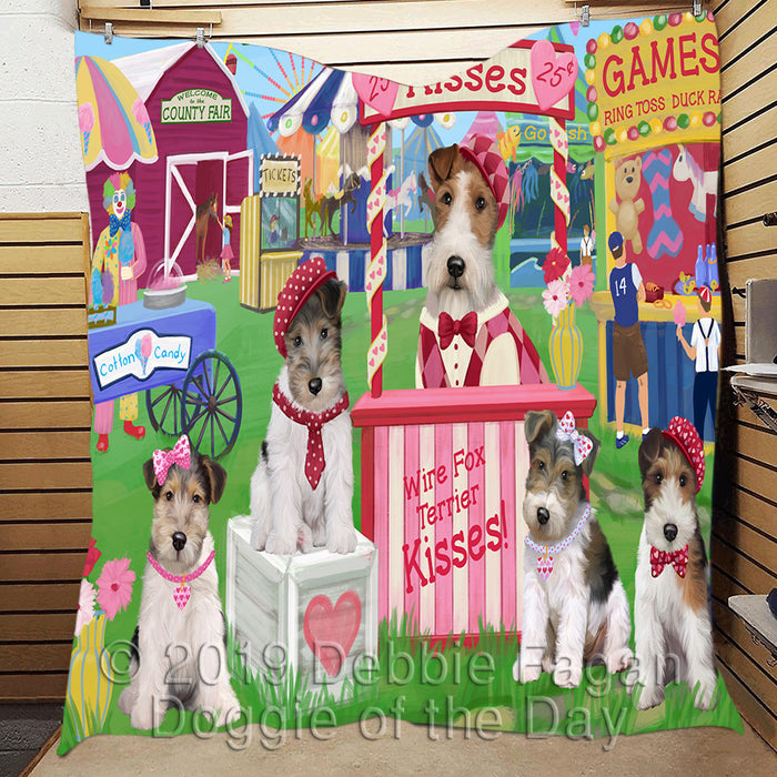 Carnival Kissing Booth Wire Fox Terrier Dogs Quilt
