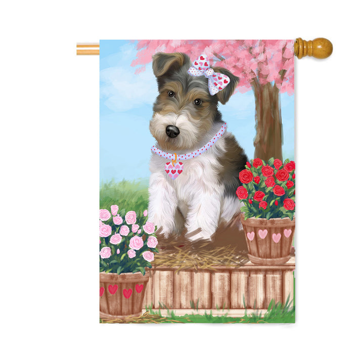 Personalized Rosie 25 Cent Kisses Wire Fox Terrier Dog Custom House Flag FLG64974