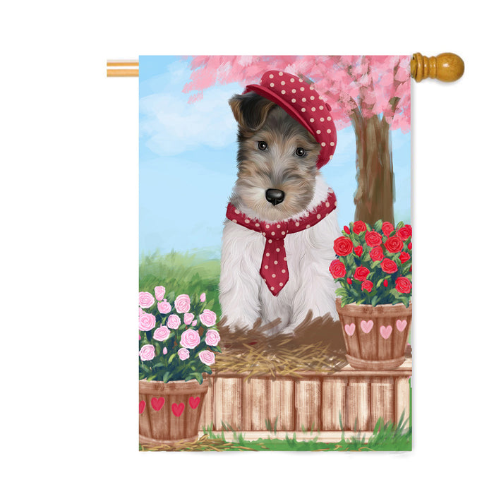 Personalized Rosie 25 Cent Kisses Wire Fox Terrier Dog Custom House Flag FLG64975