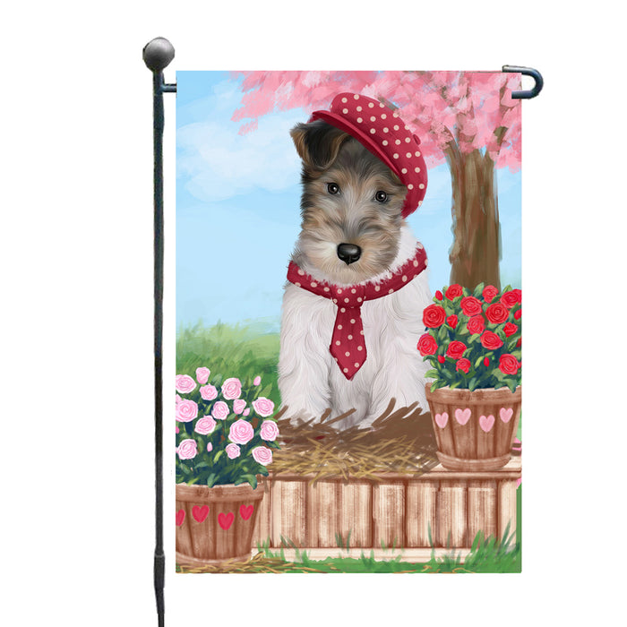 Personalized Rosie 25 Cent Kisses Wire Fox Terrier Dog Custom Garden Flag GFLG64827