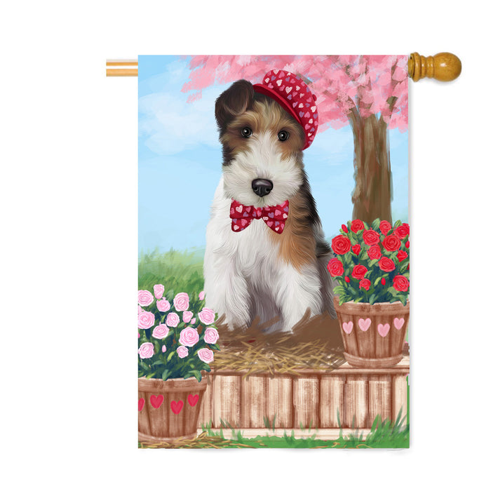 Personalized Rosie 25 Cent Kisses Wire Fox Terrier Dog Custom House Flag FLG64976