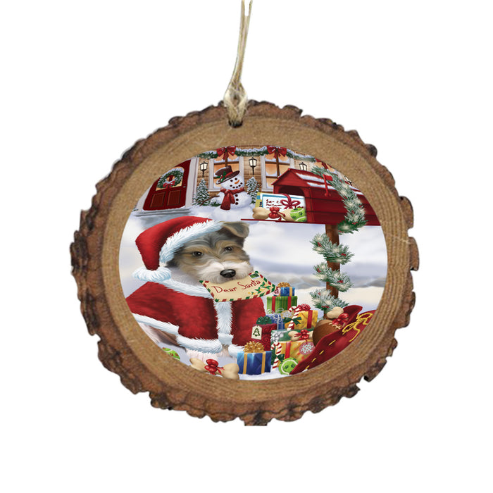 Wire Fox Terrier Dog Dear Santa Letter Christmas Holiday Mailbox Wooden Christmas Ornament WOR49097