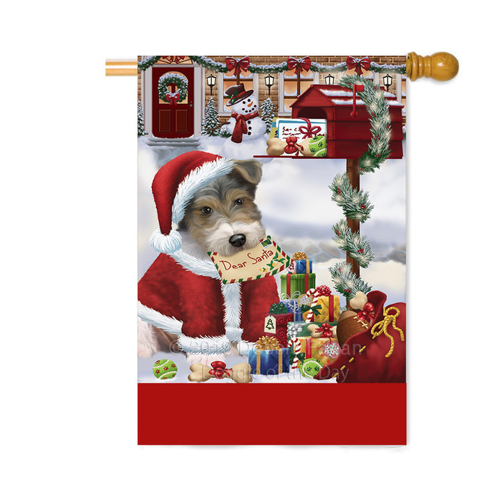 Personalized Happy Holidays Mailbox Wire Fox Terrier Dog Christmas Custom House Flag FLG-DOTD-A60041