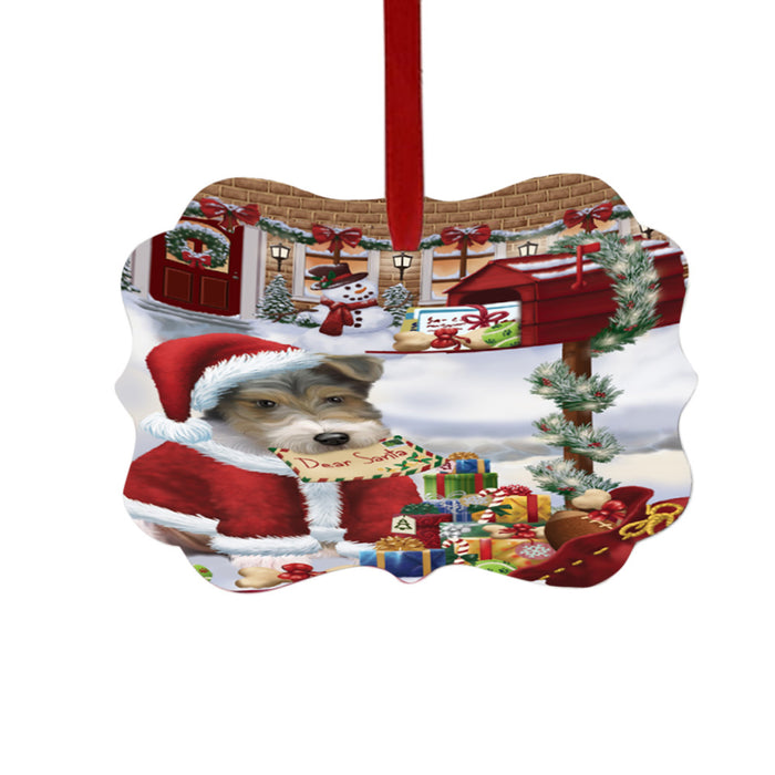 Wire Fox Terrier Dog Dear Santa Letter Christmas Holiday Mailbox Double-Sided Photo Benelux Christmas Ornament LOR49097