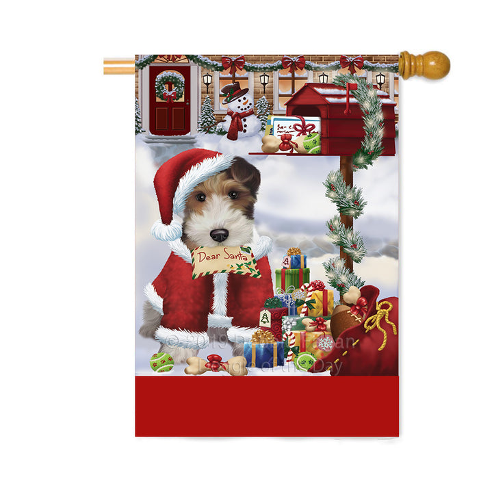 Personalized Happy Holidays Mailbox Wire Fox Terrier Dog Christmas Custom House Flag FLG-DOTD-A60042