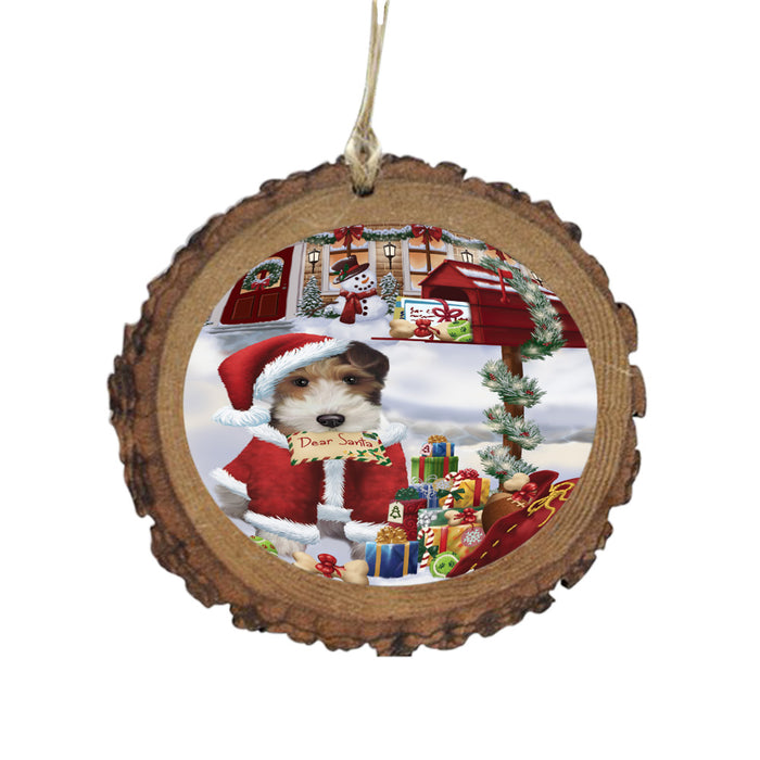 Wire Fox Terrier Dog Dear Santa Letter Christmas Holiday Mailbox Wooden Christmas Ornament WOR49098