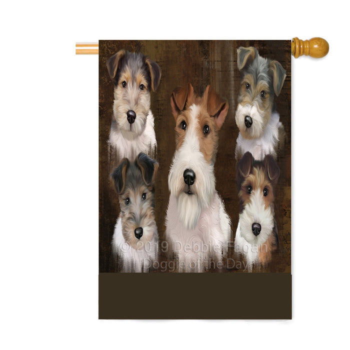 Personalized Rustic 5 Wire Fox Terrier Dogs Custom House Flag FLG-DOTD-A62635