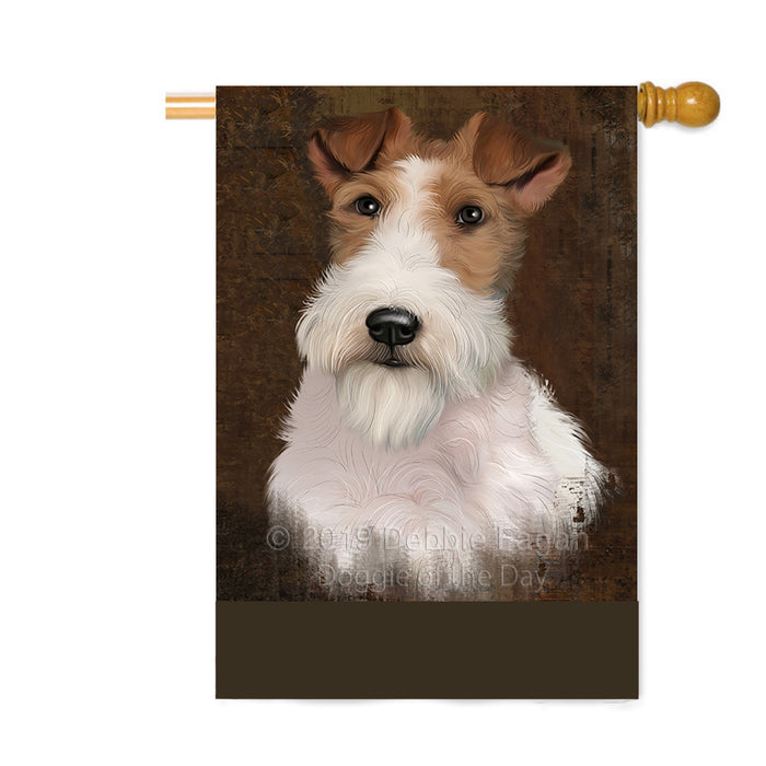 Personalized Rustic Wire Fox Terrier Dog Custom House Flag FLG64746