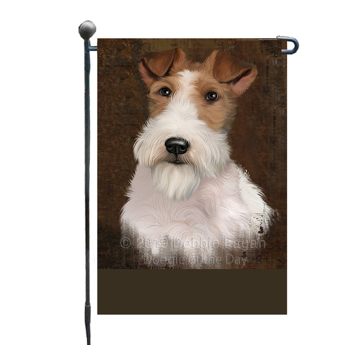 Personalized Rustic Wire Fox Terrier Dog Custom Garden Flag GFLG63669