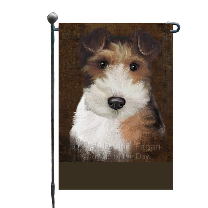 Personalized Rustic Wire Fox Terrier Dog Custom Garden Flag GFLG63670