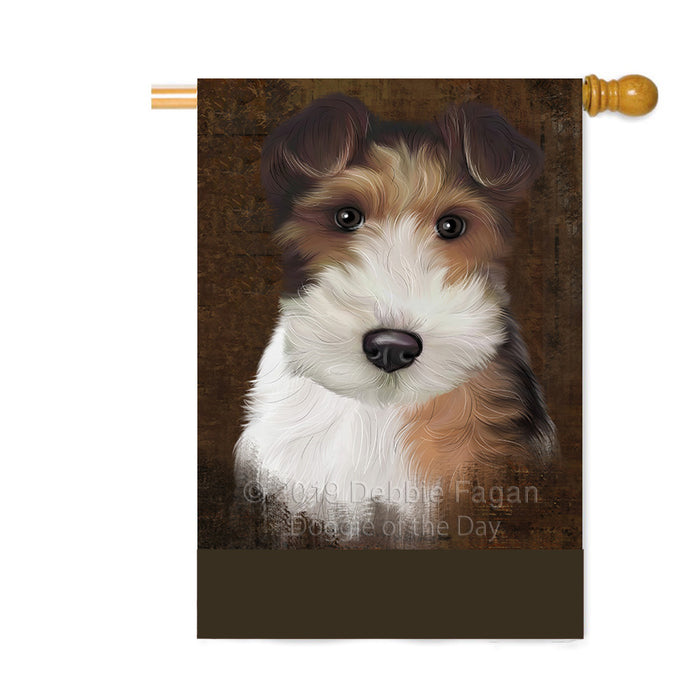 Personalized Rustic Wire Fox Terrier Dog Custom House Flag FLG64747