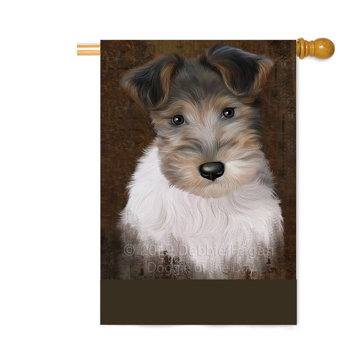 Personalized Rustic Wire Fox Terrier Dog Custom House Flag FLG64748