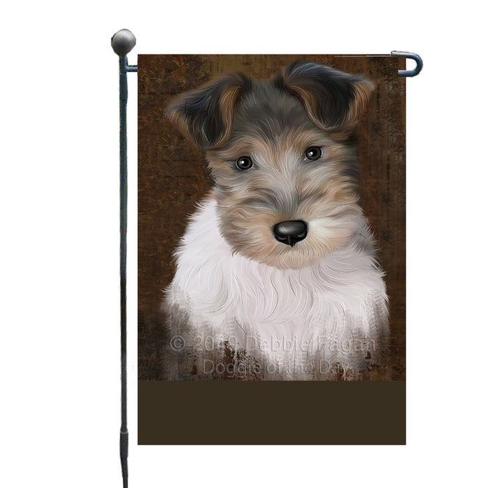 Personalized Rustic Wire Fox Terrier Dog Custom Garden Flag GFLG63671