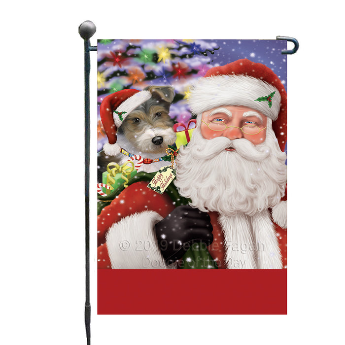 Personalized Santa Carrying Wire Fox Terrier Dog and Christmas Presents Custom Garden Flag GFLG63866
