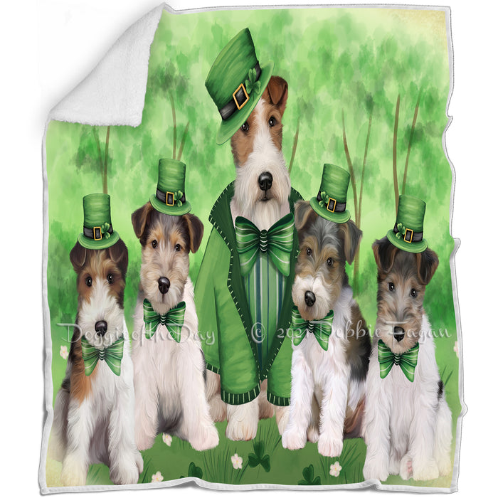 St. Patricks Day Irish Portrait Wire Fox Terrier Dogs Blanket BLNKT133185