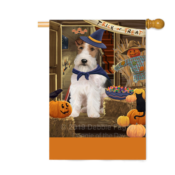 Personalized Enter at Own Risk Trick or Treat Halloween Wire Fox Terrier Dog Custom House Flag FLG-DOTD-A59830