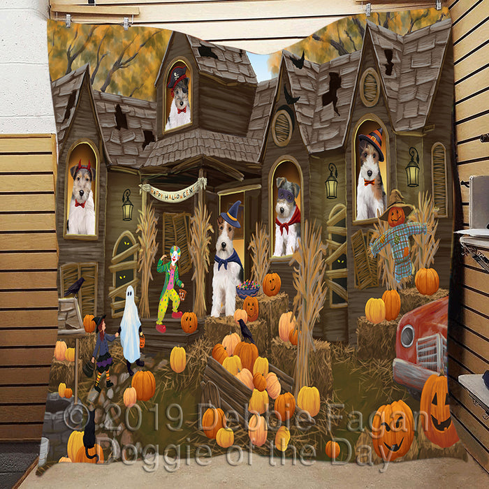 Haunted House Halloween Trick or Treat Wire Fox Terrier Dogs Quilt