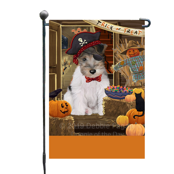 Personalized Enter at Own Risk Trick or Treat Halloween Wire Fox Terrier Dog Custom Garden Flags GFLG-DOTD-A59776