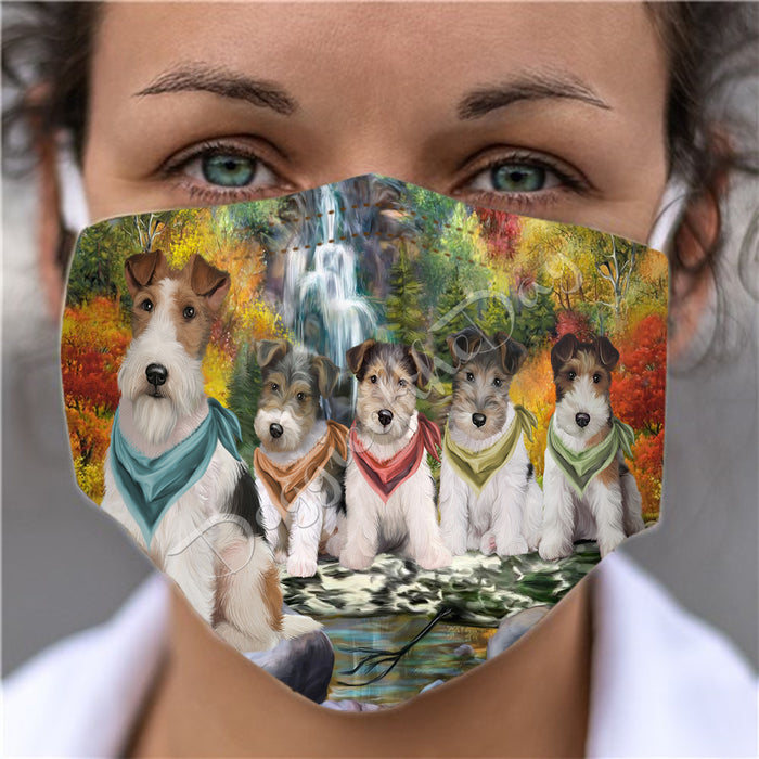 Scenic Waterfall Wire Fox Terrier Dogs Face Mask FM49356