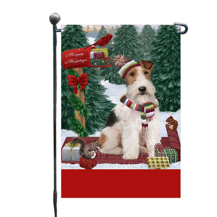 Personalized Merry Christmas Woodland Sled  Wire Fox Terrier Dog Custom Garden Flags GFLG-DOTD-A61729