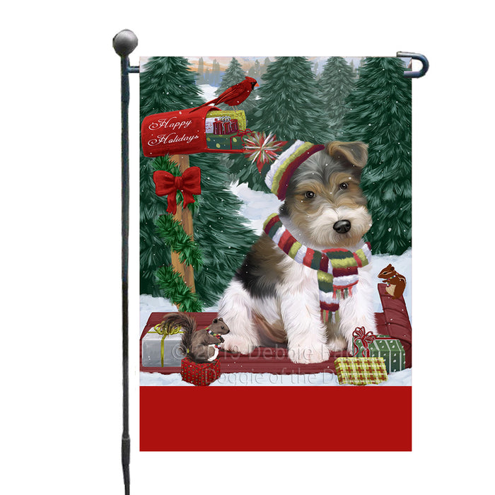 Personalized Merry Christmas Woodland Sled  Wire Fox Terrier Dog Custom Garden Flags GFLG-DOTD-A61730