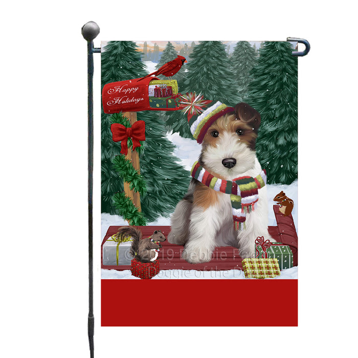 Personalized Merry Christmas Woodland Sled  Wire Fox Terrier Dog Custom Garden Flags GFLG-DOTD-A61731