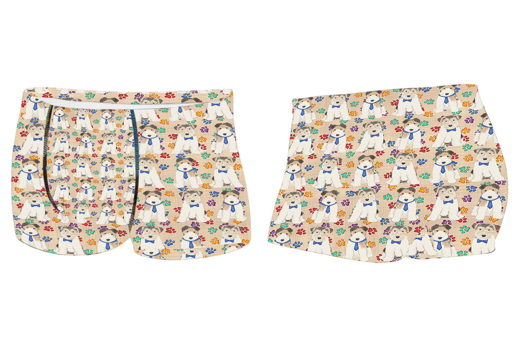 Rainbow Paw Print Wire Fox Terrier Dogs BlueMen's All Over Print Boxer Briefs