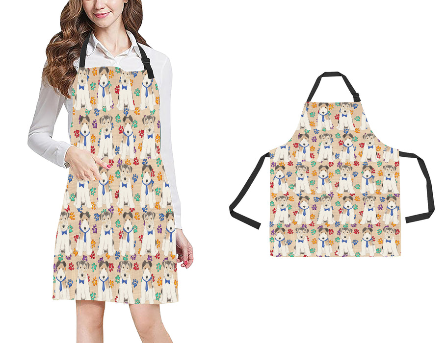 Rainbow Paw Print Wire Fox Terrier Dogs Blue All Over Print Adjustable Apron