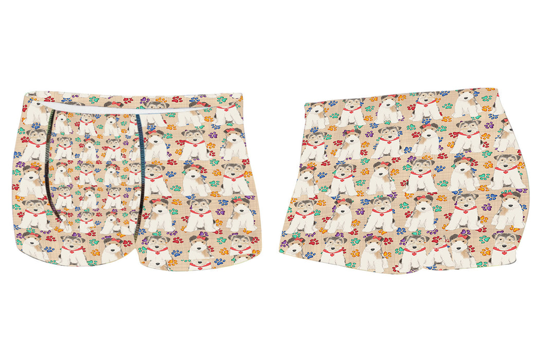 Rainbow Paw Print Wire Fox Terrier Dogs RedMen's All Over Print Boxer Briefs