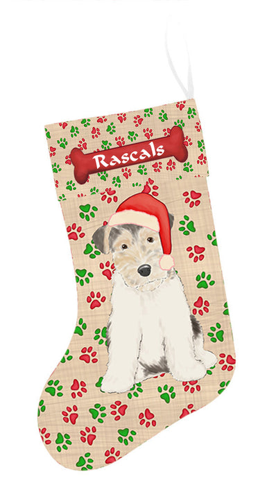 Pet Name Personalized Christmas Paw Print Wire Fox Terrier Dogs Stocking