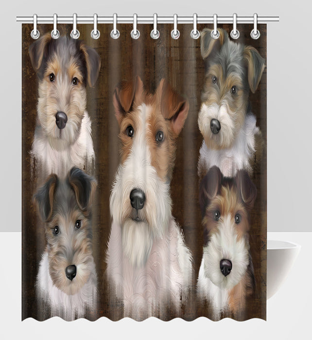 Rustic Wire Fox Terrier Dogs Shower Curtain