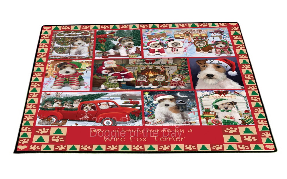 Love is Being Owned Christmas Wire Fox Terrier Dogs Floormat FLMS54982