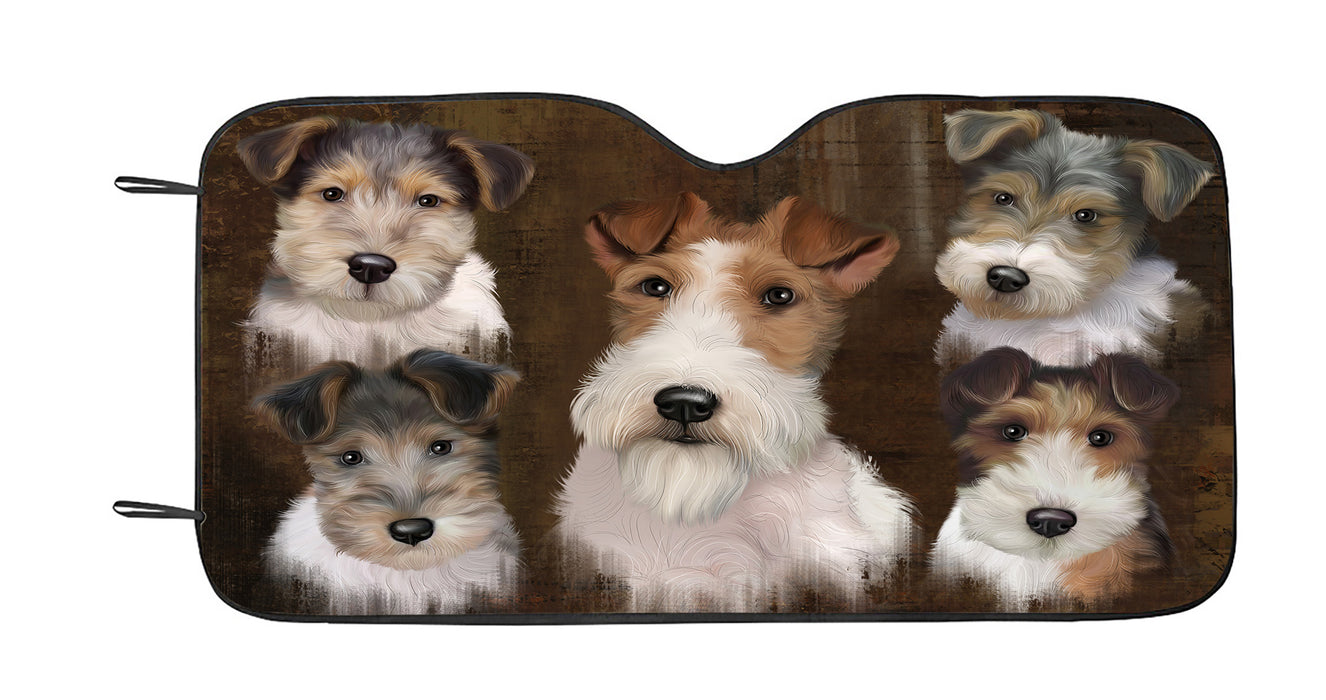 Rustic Wire Fox Terrier Dogs Car Sun Shade