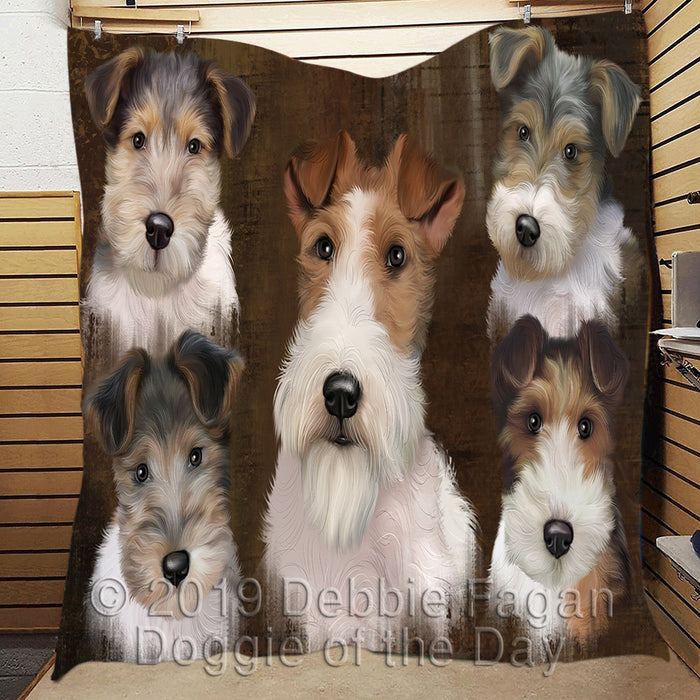 Rustic Wire Fox Terrier Dogs Quilt