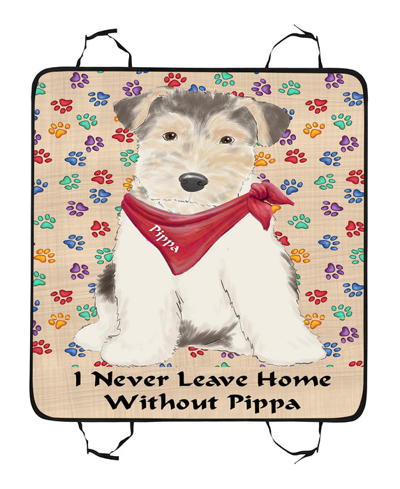 Personalized I Never Leave Home Paw Print Wire Fox Terrier Dogs Pet Back Car Seat Cover