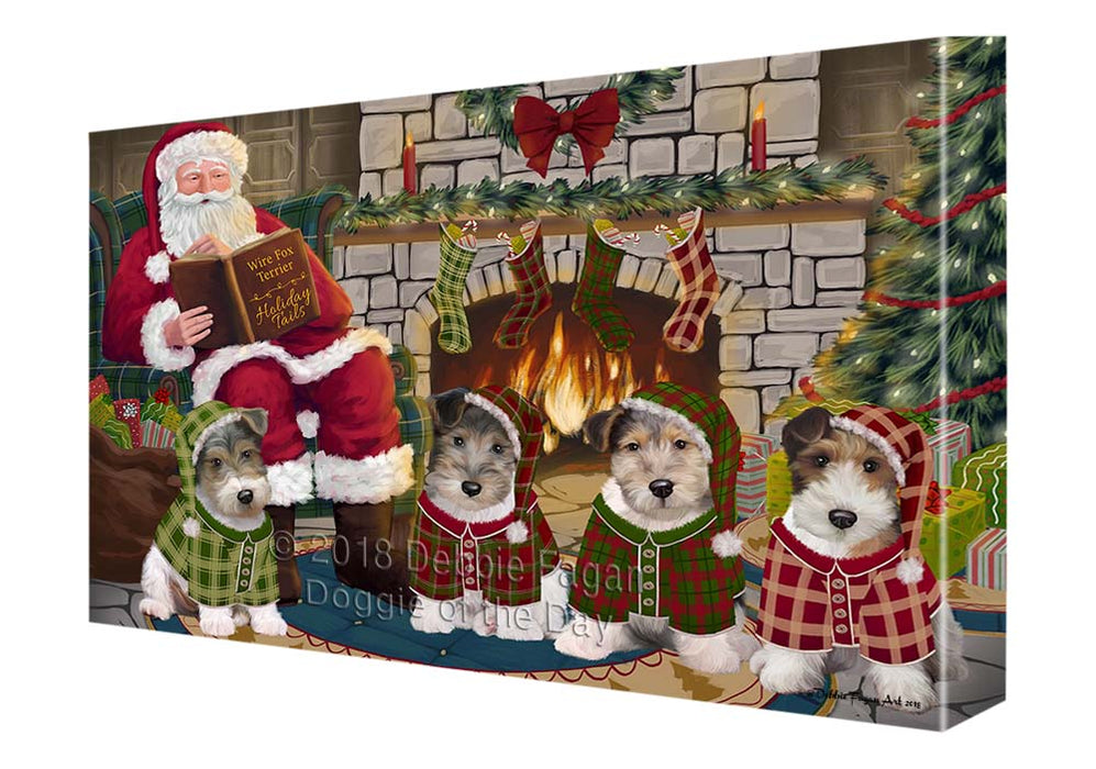 Christmas Cozy Holiday Tails Wire Fox Terriers Dog Canvas Print Wall Art Décor CVS118538