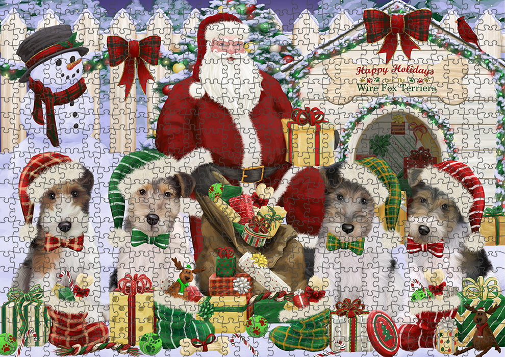 Christmas Dog House Wire Fox Terriers Dog Puzzle with Photo Tin PUZL61770