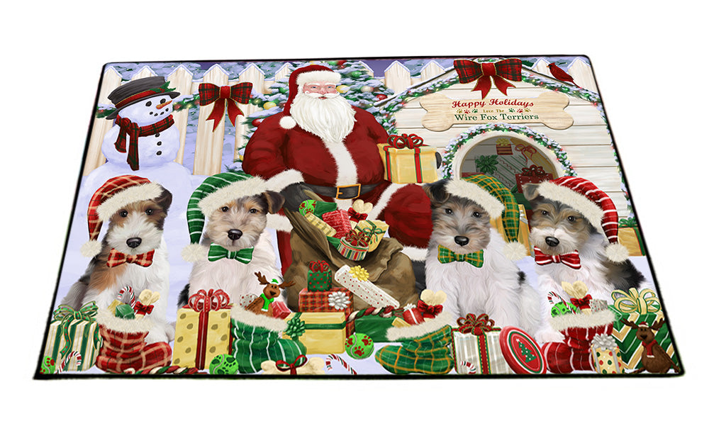 Christmas Dog House Wire Fox Terriers Dog Floormat FLMS51900